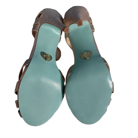 Blue by Betsey Johnson SB TEE Champagne Glitter T Strap Heel Sz 8.5 - Picture 5 of 9